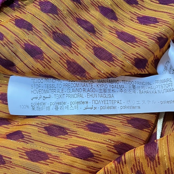 Zara Leaves and Geometric Shapes Halter Top Pink Yellow Green Orange Size Large - Picture 12 of 14